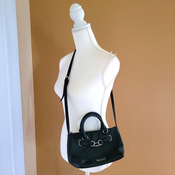 KENNETH COLE REACTION  Crossbody Handbag Black Vegan Pebbled Leather - Picture 3 of 12